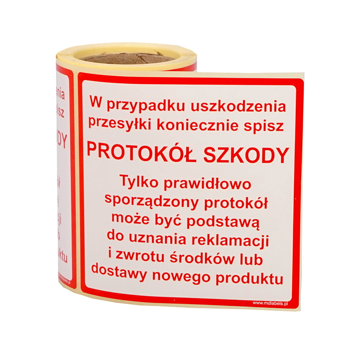 Self-adhesive warning labels - Damage report/certificate of compliance - 98x98mm 100 per roll